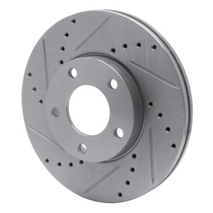 Mazda 3 Brake Rotor (1) - Front Left - R1 Concepts - Drilled & Slotted - Silver - `04-`13